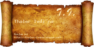 Thaler Ivána névjegykártya